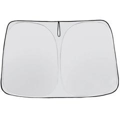 Windscreen sunshade installed in the front windshield of Model Y