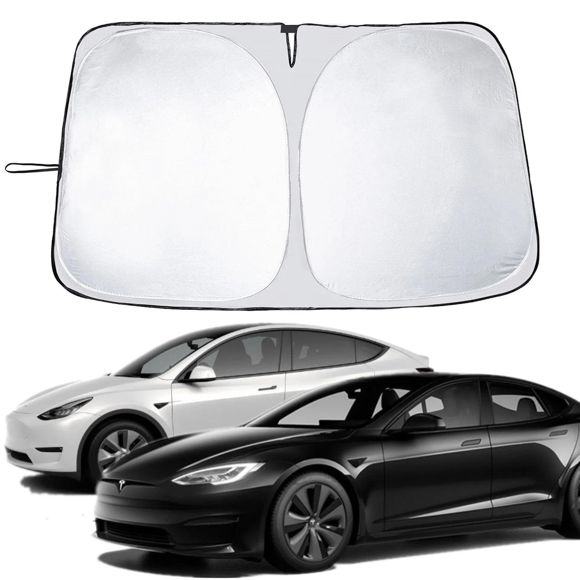 Custom-fit windscreen sunshade for Model Y with full windshield coverage