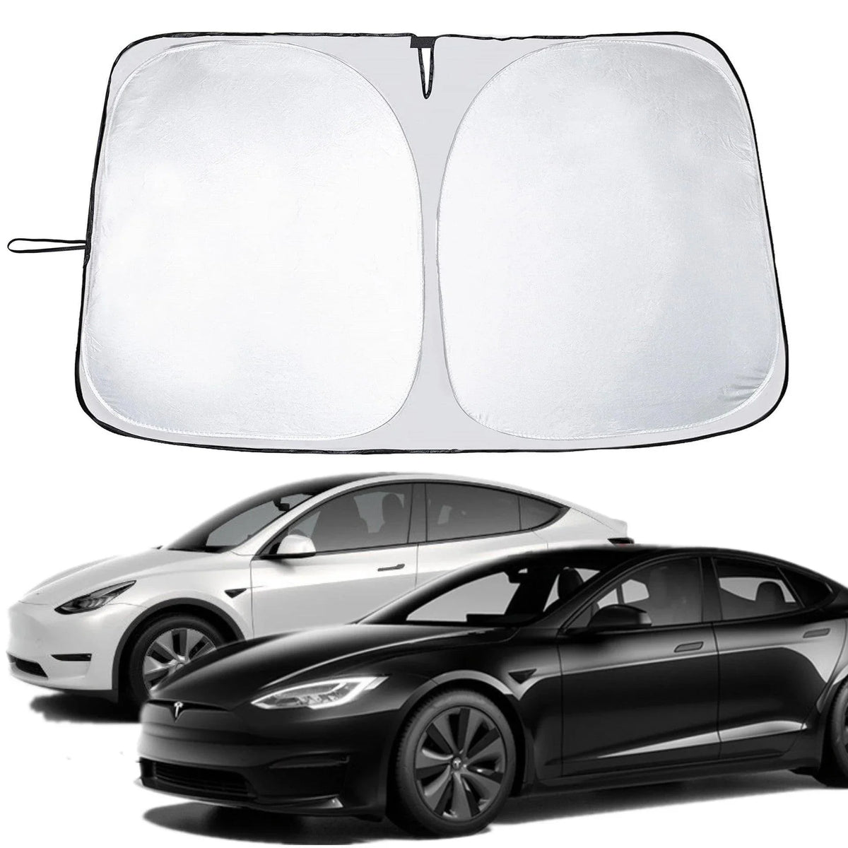 Custom-fit windscreen sunshade for Model Y with full windshield coverage